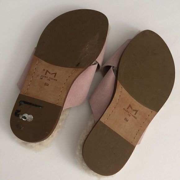 Marc Fisher slip on shearling wool and pink suede open toe ship on shoes MLCANNA - Picture 7 of 9